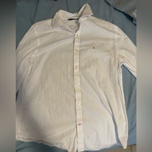 White Tommy Hilfiger Button-Up Men's Shirt
